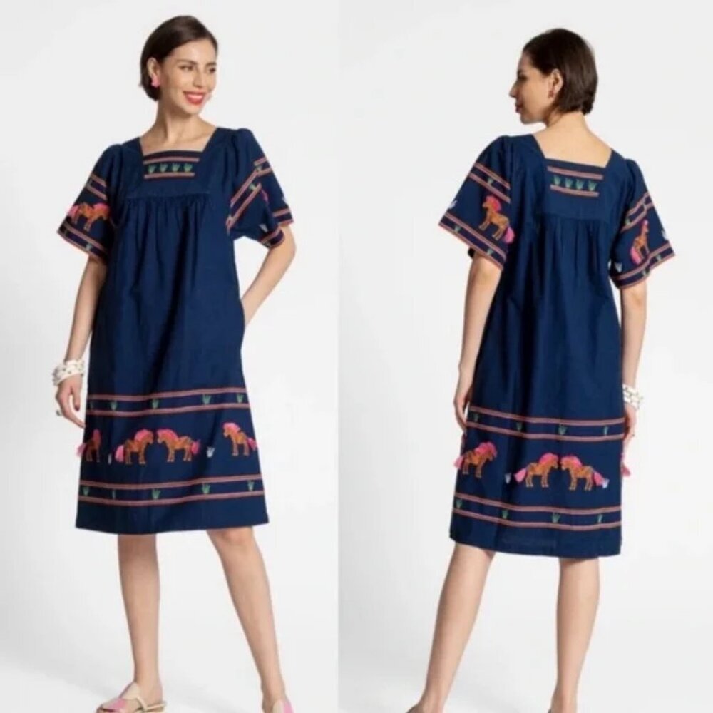 Frances Valentine Picnic Dress in Blue Zebra Medium